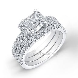 18k White Gold Modern Style Halo Diamond Wedding Set