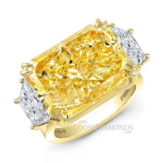 14k Yellow Gold Modern Style Trapezoid Diamond 3-Stone Engagement Ring valentine's day proposal ideas