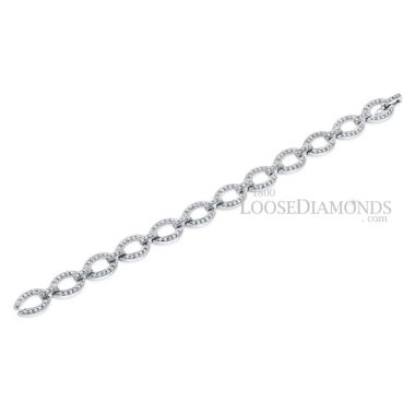 14k White Gold Vintage Style Round Diamond Bracelet